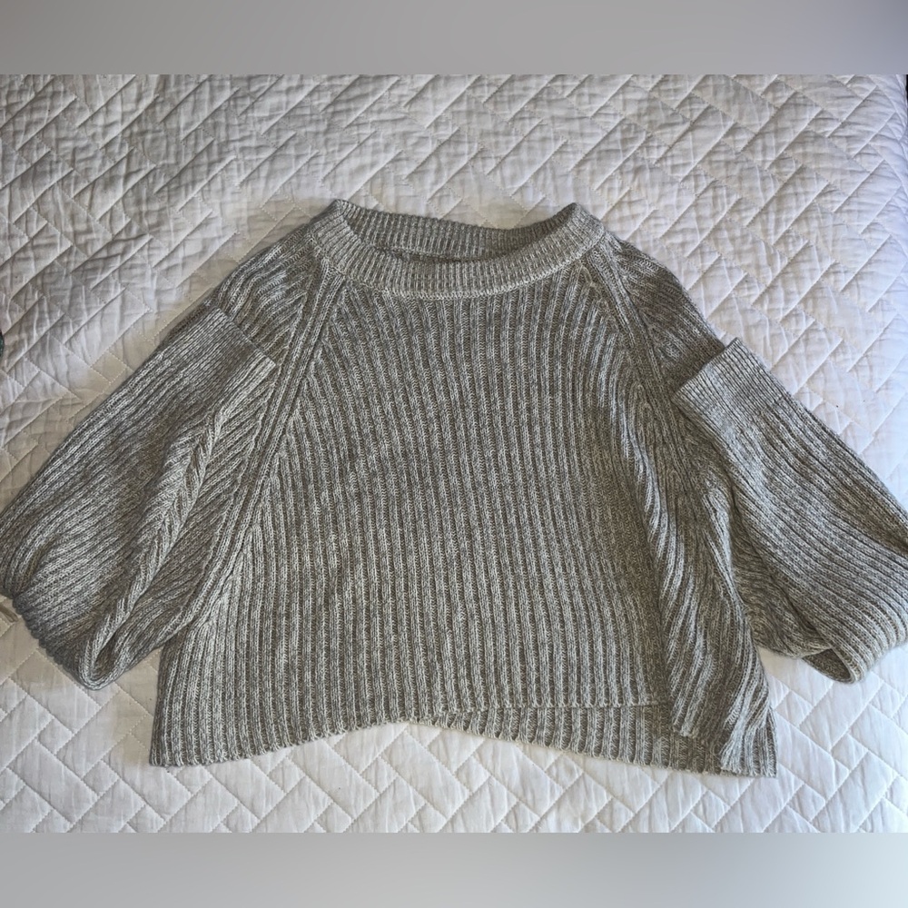 cropped gray sweater